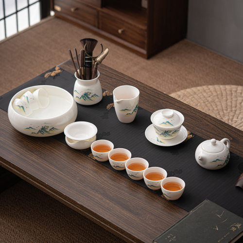 玉质白瓷功夫茶茶杯岩上听泉陶瓷