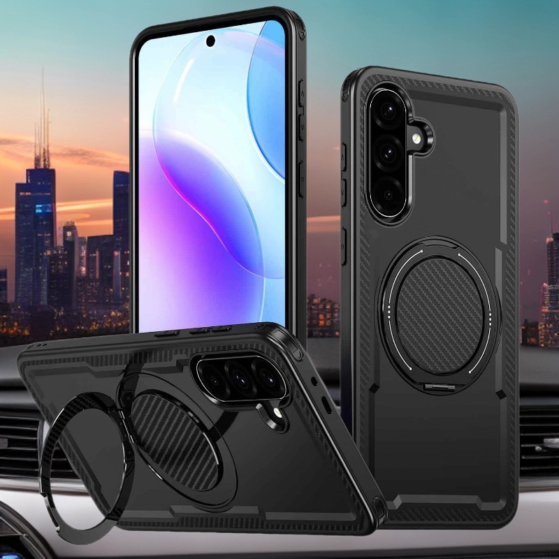 适用三星S25edge防摔壳S24Ultra手机壳A56旋转支架A36车载磁吸壳XCover7铠甲保护套S23FE二合一A14后壳