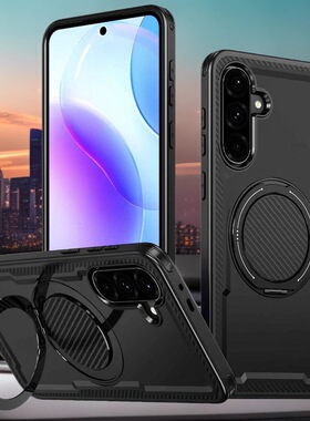 适用三星S25edge防摔壳S24Ultra手机壳A56旋转支架A36车载磁吸壳XCover7铠甲保护套S23FE二合一A14后壳