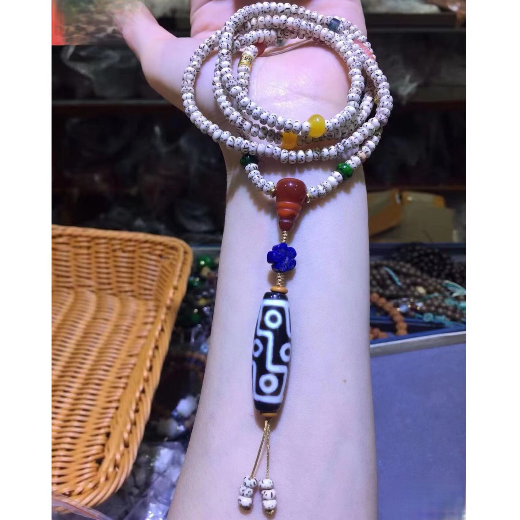 海南星月菩提籽项链女夏季饰品国风民族风手饰九眼天珠