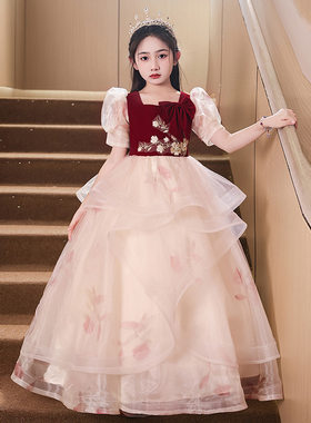 儿童礼服公主裙轻奢小众法式女童晚礼服主持人钢琴演奏演出春秋季