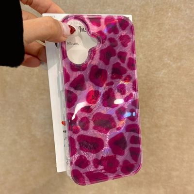 旋涡Purple leopard print case适用iphone 11 12 13 14 15 16 plus 17 pro max