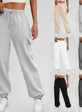 纯色直筒阔腿卫裤ladies wide trousers high waist women's pant