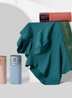 Alansteen夏季冰丝无痕士内裤网孔透气平角裤中腰纯色男四角短裤