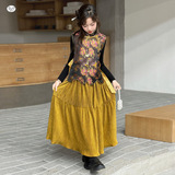 女童2025年冬季新款刺绣年服三件套女大童民族风中式盘扣复古唐装，童装外套，祺儿童装