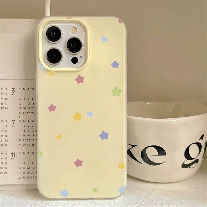 Korean Japanese Colorful Star Matte Hard 2-in-1 Phone Case 适用 iPhone 17 Pro Max 16 15 14