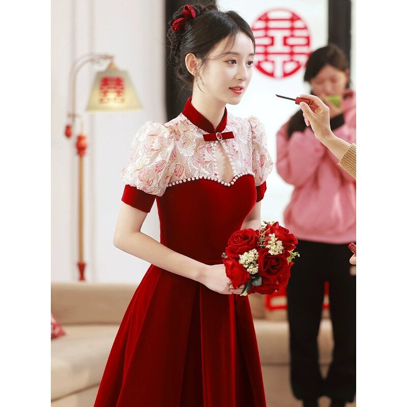 改良新中式敬酒服新娘2026新款小个子出阁回门订婚连衣裙结婚礼服