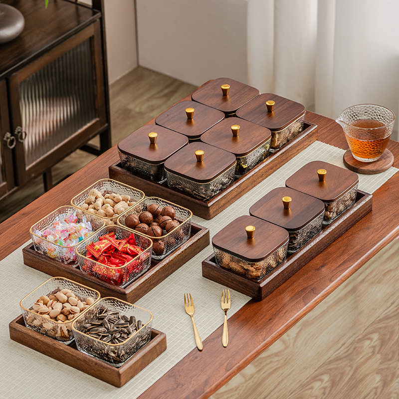 德国进口胡桃木玻璃水果盘客厅家用轻奢干果盘零食点心糖收纳盒,餐饮具,果盆/果盘/果篮,淘宝优惠券,粉丝福利购,淘宝优惠卷