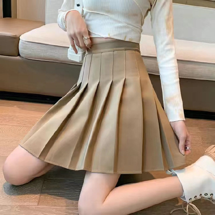 百褶裙女腰设计感小众夏季A字半身裙2024新款夏秋JK黑色短裙子