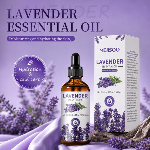 全英文外贸Lavender Essential Oil 100ml薰衣草精油滋润保湿按摩