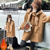 女童呢大衣2025年秋冬新款中大儿童针织帽呢子外套中长款风衣韩系，童装外套，祺儿童装