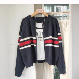 外套 25秋冬新款 洋气拉链针织短款 毛衣女设计软糯针织开衫