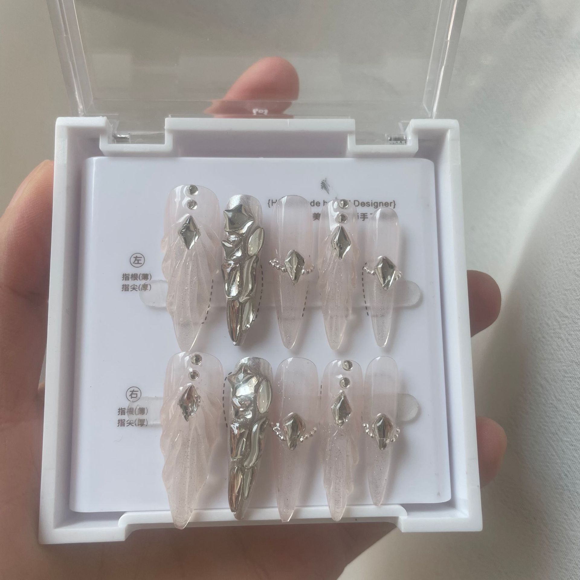 新款猫眼立体奢华满钻穿戴甲