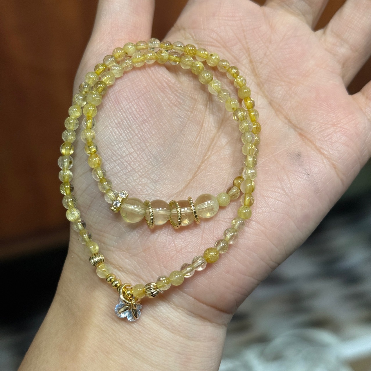 招财开运天然金发晶黄色水晶手串