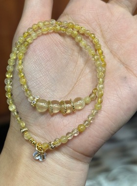 招财开运天然金发晶黄色水晶手串