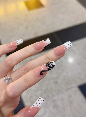 【慵懒猫语】美甲波点法式裸色爱心穿戴甲甲片欧美甲形