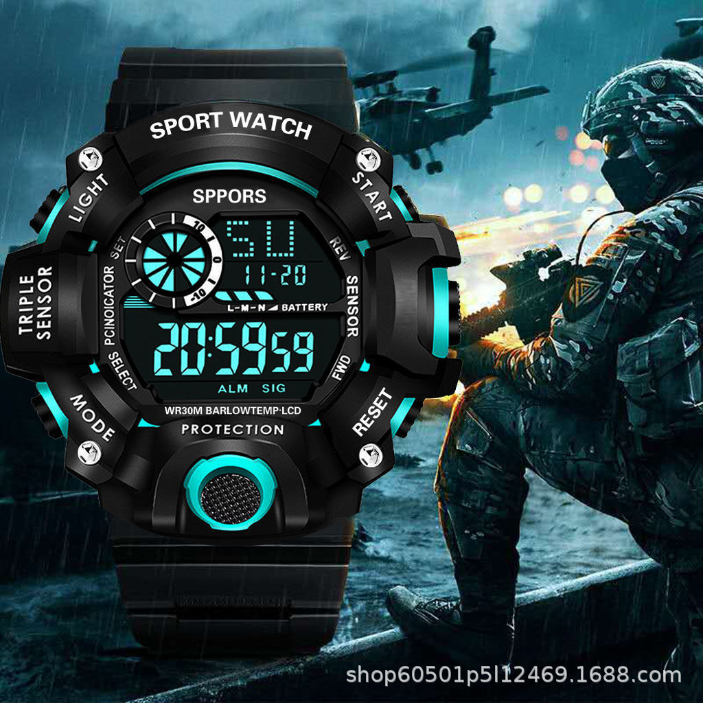 Outdoor Sport Digital watch 50m Waterproof Alarm学生运动手表