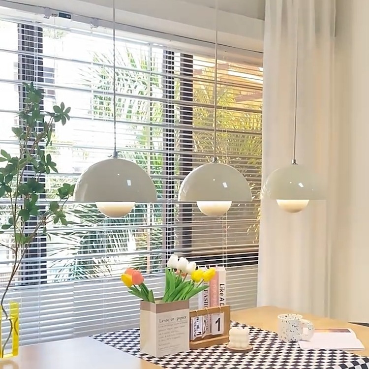 花苞奶泥色餐厅吊灯三头丹麦款现简约创意卧室床头长线艺术吊灯