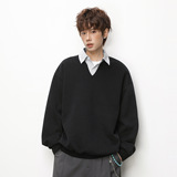 V领卫衣春款重磅质感复古学院风polo套头衫外套OW8031-P58控98，女装短外套，电商A362