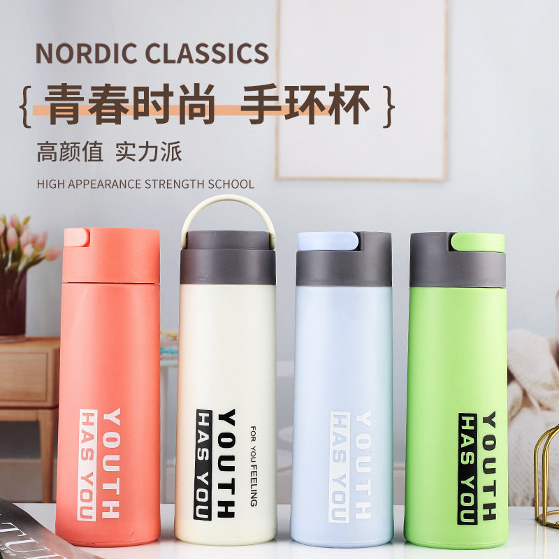 双层塑玻杯子茶杯青春时尚玻璃水户外便携随手杯地推小礼品广告