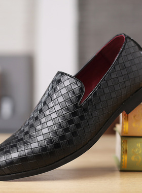 一脚蹬休闲夏皮鞋透气 Leather boot men Driving shoes Loafers