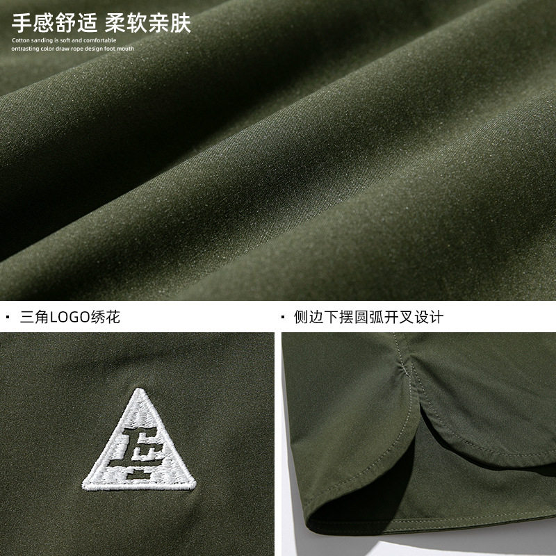 侧边下摆圆弧设计短裤新款三角logo绣花工装五分裤L2256-P35控49,男装休闲裤,电商A362