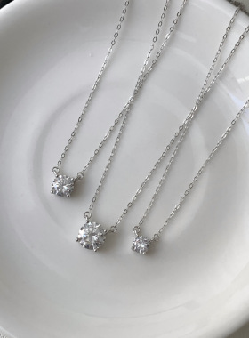 925纯银闪亮钻项链女轻奢精致百搭精致ins级感钻锁骨链银