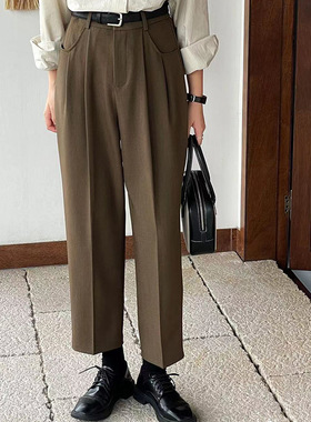 翡格依GN2023秋季新款裤子女九分裤小脚裤垂感高腰显瘦西裤送腰带