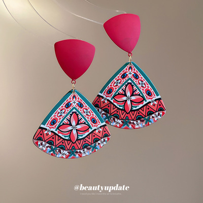 印花银针小众亚克力复古港风女