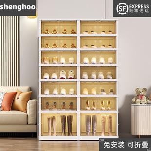 蚂蚁盒子鞋柜折叠一拉网红免安装鞋子收纳神器可移动塑料透明鞋盒