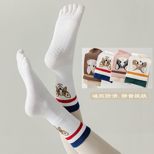 卡通五指运动瑜伽防滑袜