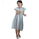 女童连衣裙夏季2025新款韩版儿童棉布公主裙女孩泡泡袖级感裙子，商品下架区，祺儿童装