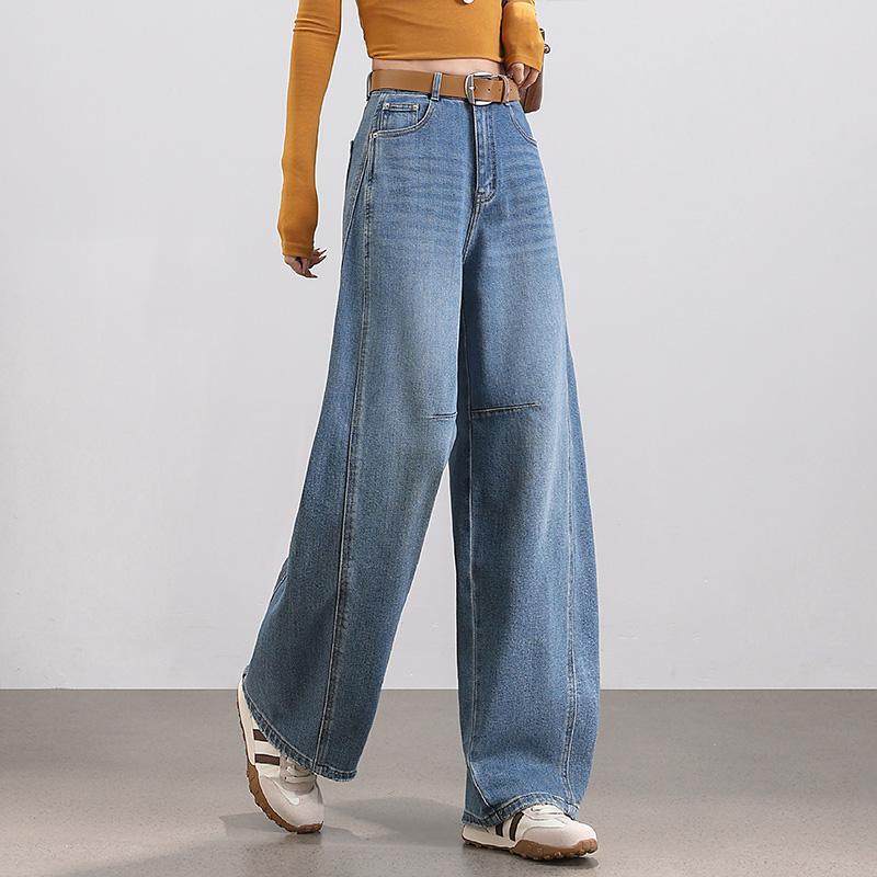 美式牛仔弯刀裤女阔腿宽松2026春季新款慵懒风腰显瘦百搭长裤子