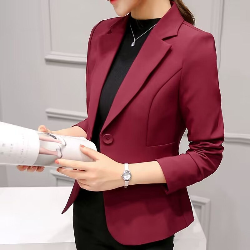 spring Ladies coat jacket suits big size 3XL女纯色修身小西装