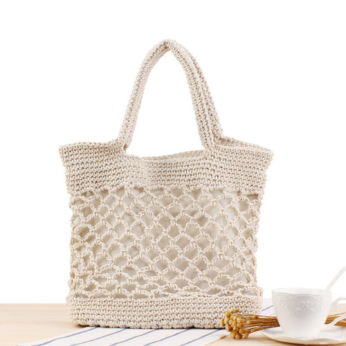New Ins style solid color cotton woven bag trendy forest sty