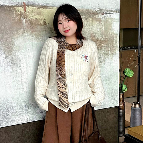 乃粒25266大码女装麻花针织开衫2026冬胖mm遮肉毛衣软糯通勤上衣