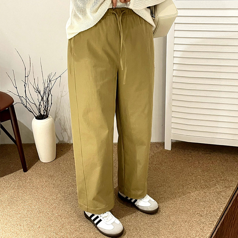 大码女装松紧腰直筒女休闲裤宽松裤子2025秋胖mm九分裤NK1286乃粒