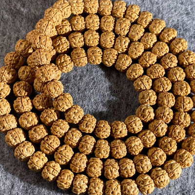 小金刚菩提子花王手串项链108颗梅花桩树神 爆肉原籽佛珠野生把玩