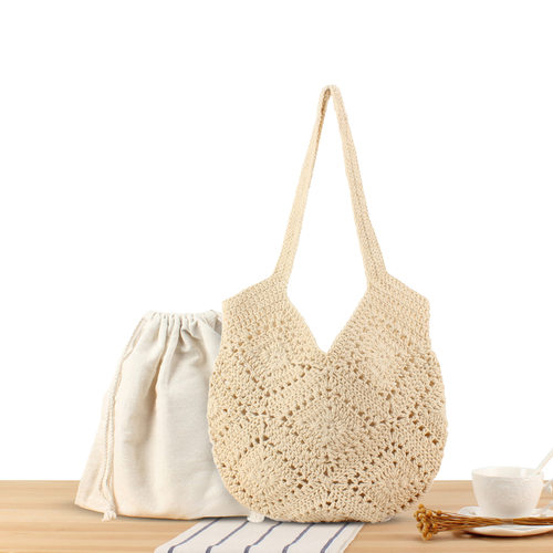 Casual versatile large capacity woven beach bag for seasid