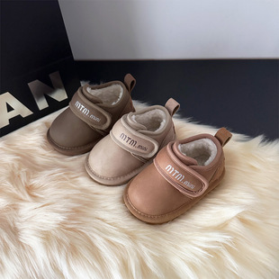 大棉婴幼儿加厚防水厚底皮面面包鞋 2岁宝宝加绒雪地靴保暖冬鞋
