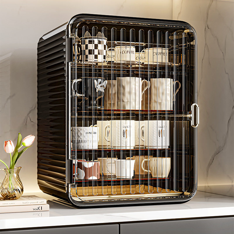 杯子收纳置物架家用厨房茶杯水杯马克杯咖啡杯多层防尘储物整理柜