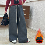 女童加绒加厚糯米裤2025年秋冬新款斜纹阔腿裤中大童显瘦直筒长裤，童装裤子，祺儿童装