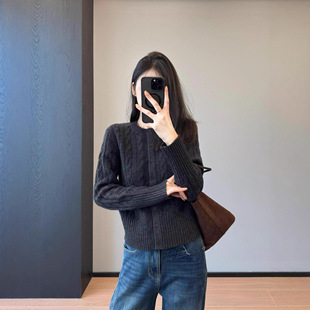 禾 品质简约精致蕾丝花边拼接纯羊毛针织外套女25秋冬 新款