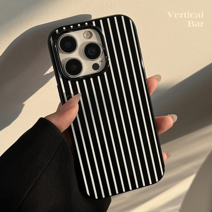 black white vertical stripes soft case适用iphone 11 12 13 14 15 16 17 pro max XR XS MAX 7 8 PLUS