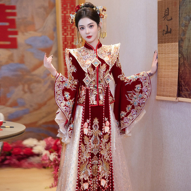 秀禾服中式嫁衣春夏季新款新娘出阁服凤冠霞帔龙凤褂重工礼服