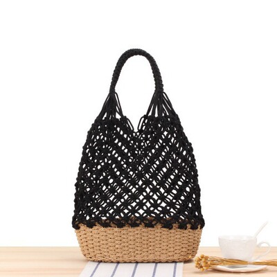 New Ins style hollow-out shoulder woven bag handmade mesh ba