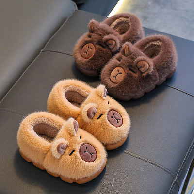 冬季儿童棉拖鞋女男童保暖加绒居家男孩毛毛鞋亲子中大童包跟棉鞋