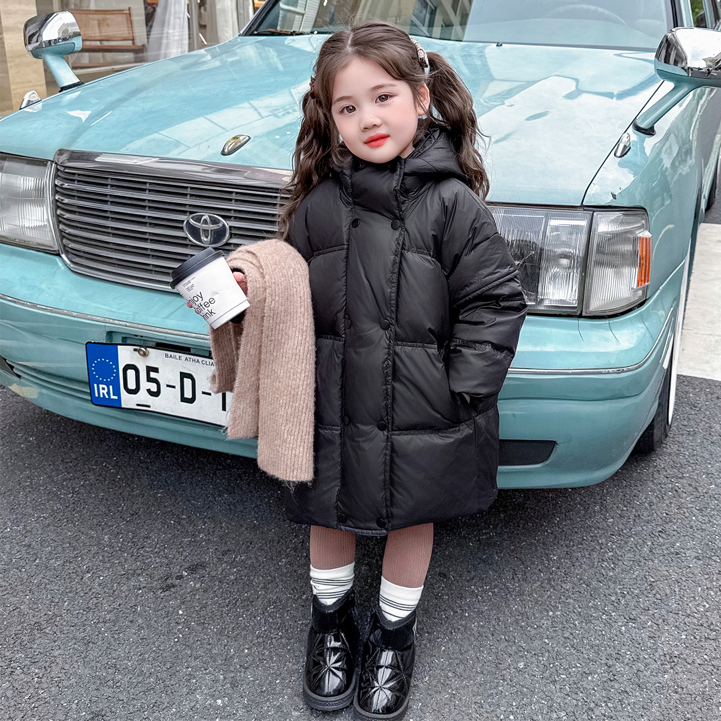 女童羽绒服2025新款洋气女韩版儿童冬季加厚女孩中长款羽绒外套，童装羽绒服，祺妙童装