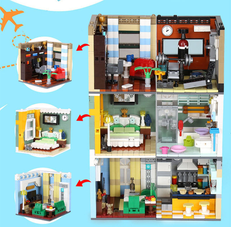 星堡积木xb-01401拼装益智儿童积木玩具六合一街景拼装积木玩具