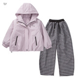 女童2025年冬季新款刺绣冲锋衣外套女大童户外加绒加厚保暖派克服，童装外套，祺儿童装